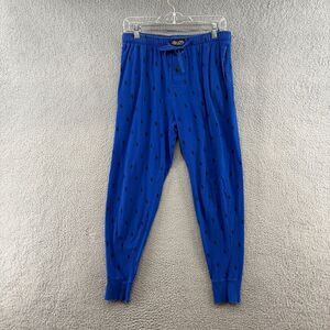 Polo Ralph Lauren Blue Pony Print Pajama Lounge Jogger Pants Medium